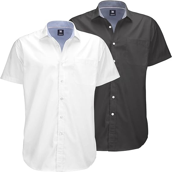 Visive Mens Shirts Multi Packs Short Sleeve Button Down Dress Shirts Solid Color Big and Tall