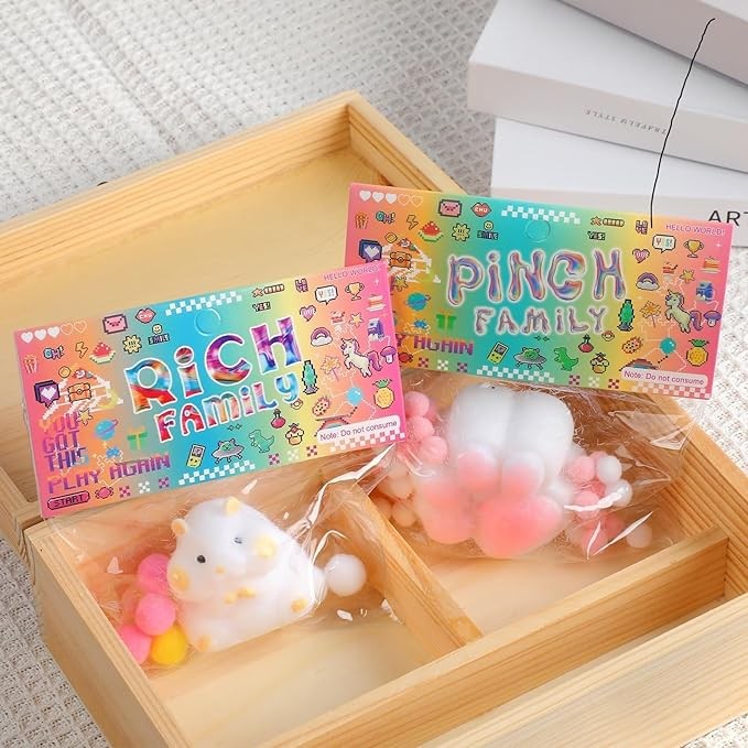 2 PCS Taba Cat Squishy Squeeze Toys, Cat Paws Mochi Squishy Toys, Stress Relief Squishies, Pinch Family Squishy Toys, Fidget Toys Squishy Suitable Adults(White Hamster & Cat Paws)