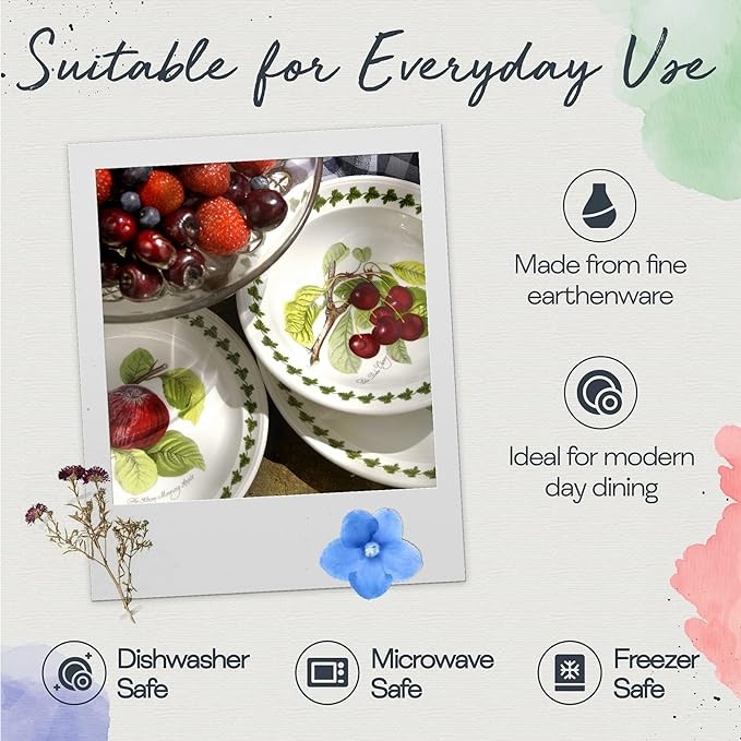 Portmeirion Pomona 24 Piece Earthenware Dish Set | Dinnerware Set for 6 | Dinnerware Set | Includes Dinner Plates, Salad Plates, Mugs, Cereal Bowls Multicolor