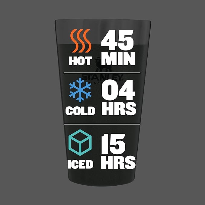 STANLEY Adventure Inulsated Stacking Beer Pint Glass, 16oz Stainless Steel Double Wall Rugged Metal Drinking Tumbler