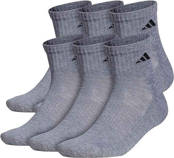 adidas Men's Athletic Cushioned Quarter Socks (with Arch Compression for a Secure Fit (6-Pair)