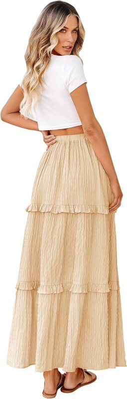 BTFBM Women's Long Summer Skirt 2024 Elegant High Waist Cocktail Party Wedding Guest Dress Flared A-Line Midi Skirts
